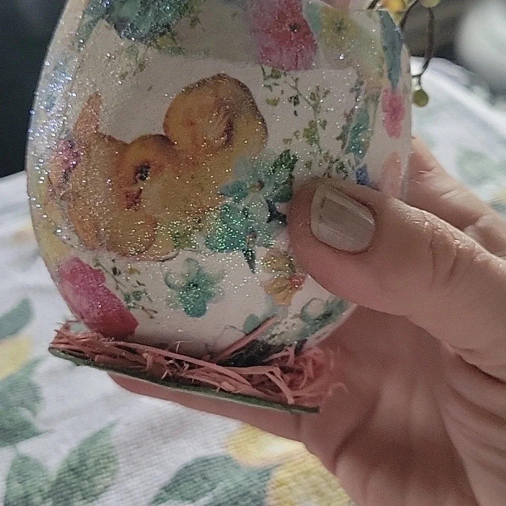 5 For 25.00/White Plush Bunny/ Decorative Paper Mache Egg